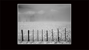 The Richard Philip Soltice Gallery - Fence, Field and Rocky Mts in Fog Light